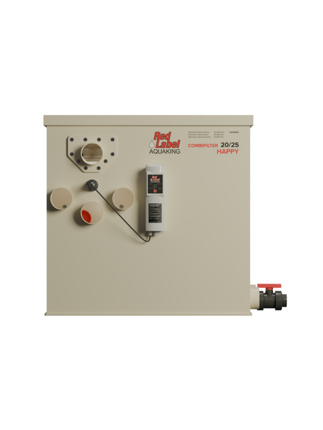 alt="Red Label Happy Combi Filter for koi ponds, a high-performance alternative to Filtreau, Profidrum, Absolute Koi, Perfect Ponds, Shirley Aquatics, and Burton Drums"