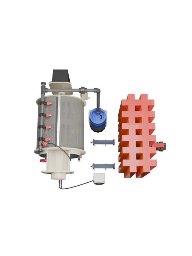 alt="Red Label Happy Combi Filter for koi ponds, a high-performance alternative to Filtreau, Profidrum, Absolute Koi, Perfect Ponds, Shirley Aquatics, and Burton Drums"