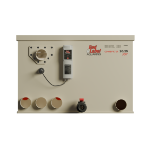 "Red Label Combi Joy Filter – compact pond drum filter with built-in UVC unit and automatic flush pump"
