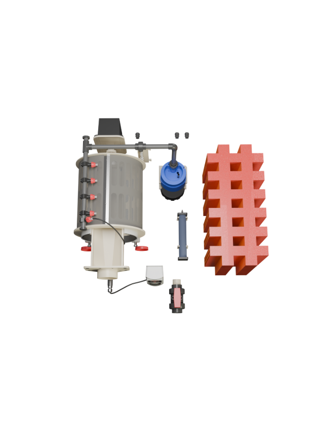 "Red Label Combi Joy Filter – compact pond drum filter with built-in UVC unit and automatic flush pump"
