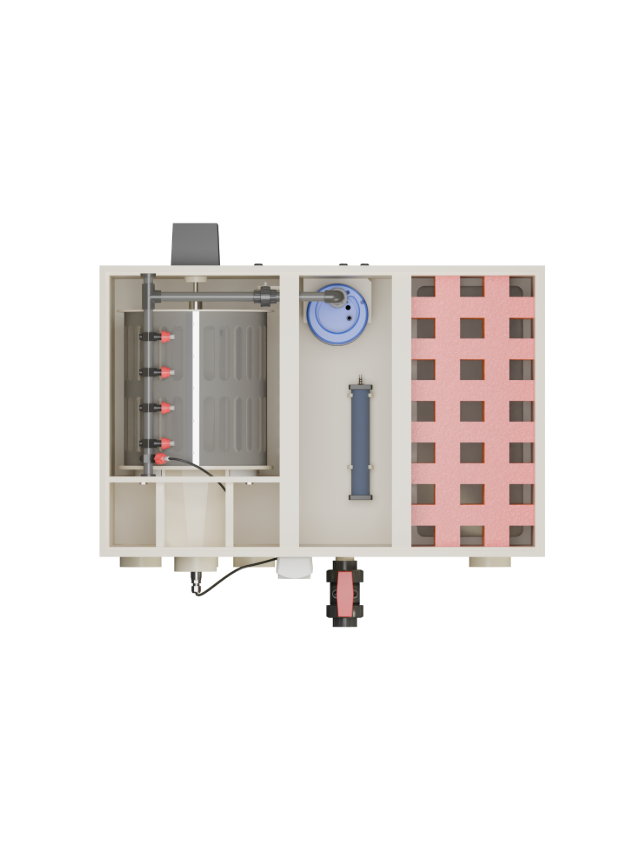 "Red Label Combi Joy Filter – compact pond drum filter with built-in UVC unit and automatic flush pump"