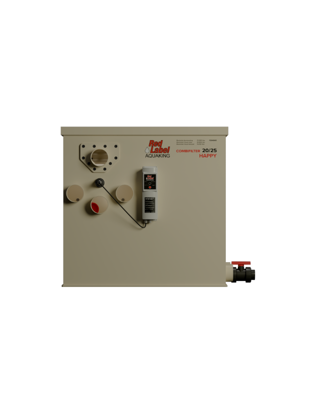 alt="Red Label Happy Combi Filter for koi ponds, a high-performance alternative to Filtreau, Profidrum, Absolute Koi, Perfect Ponds, Shirley Aquatics, and Burton Drums"