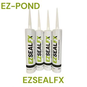 alt="EZSEALFX professional pond sealant adhesive for fibreglass, concrete, GRP, metal and plastic, flexible waterproof bond for pond construction and repairs, Cotswold Koi, Absolute Koi, Shirley aquatics, Koi Collection, Perfect Ponds"