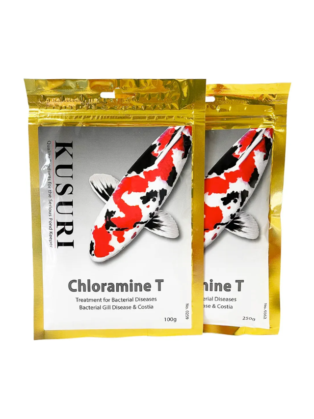 Kusuri Chloramine T powdered koi pond treatment for bacterial and parasite control